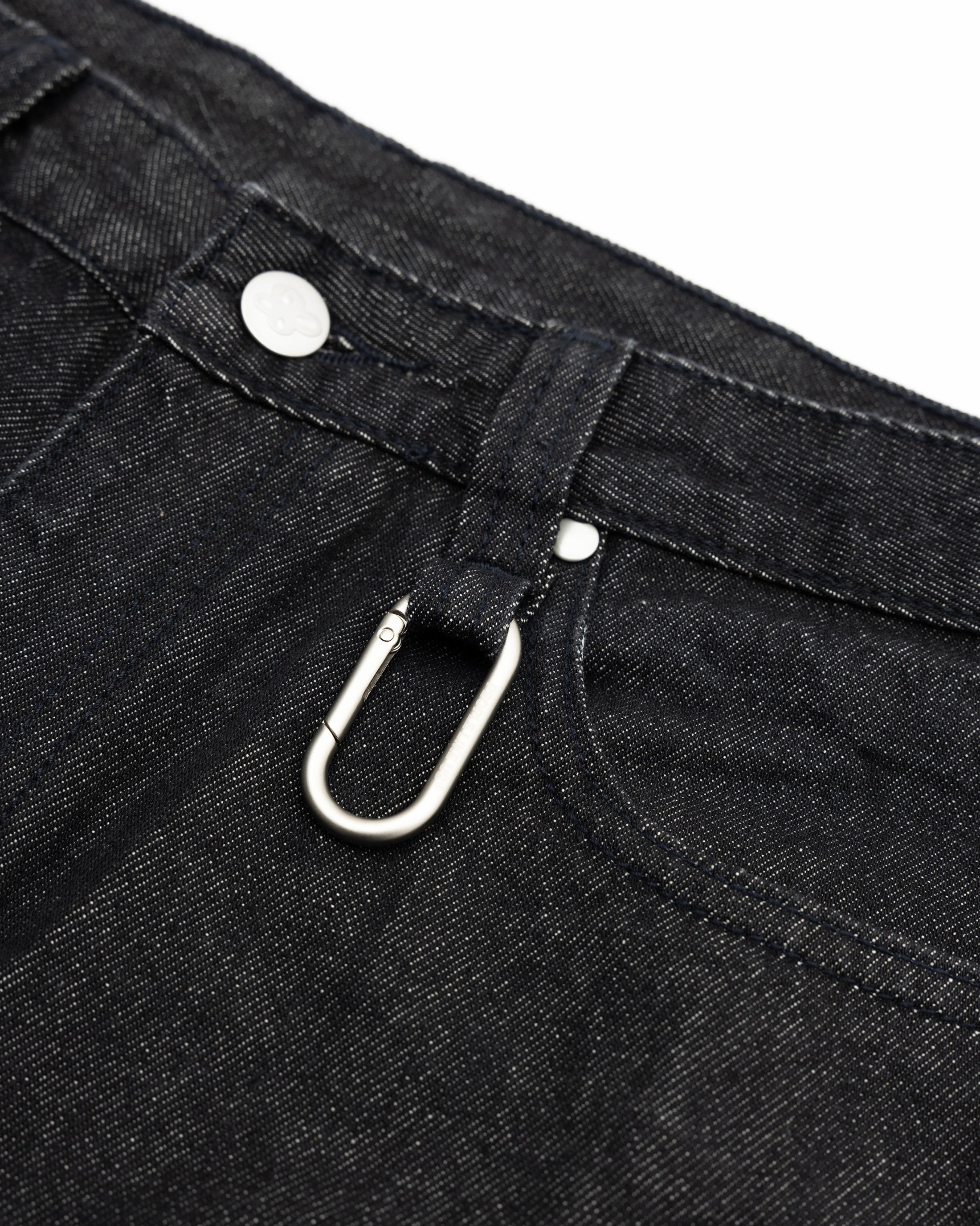 S104: Raw Denim Carabiner Shorts (Black)