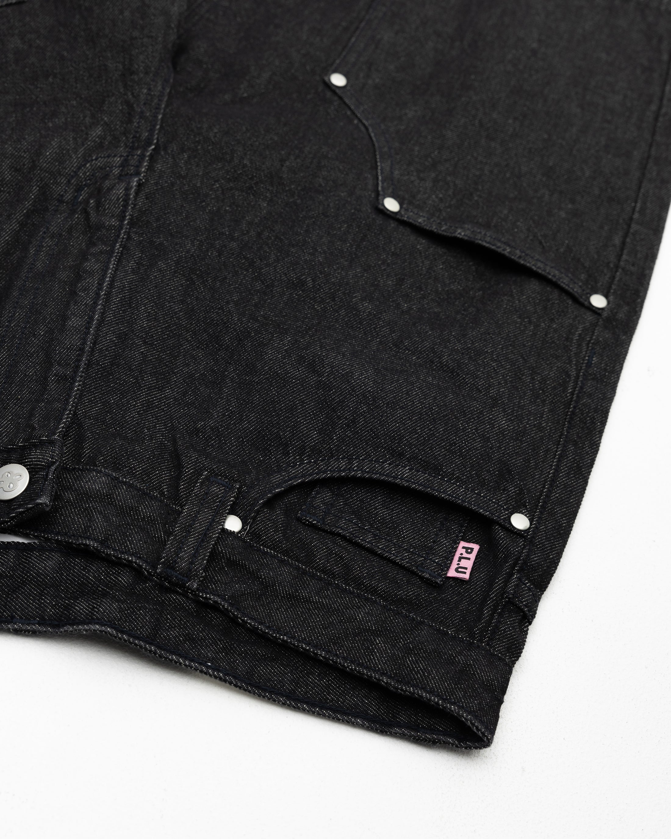 S104: Raw Denim Carabiner Shorts (Black)