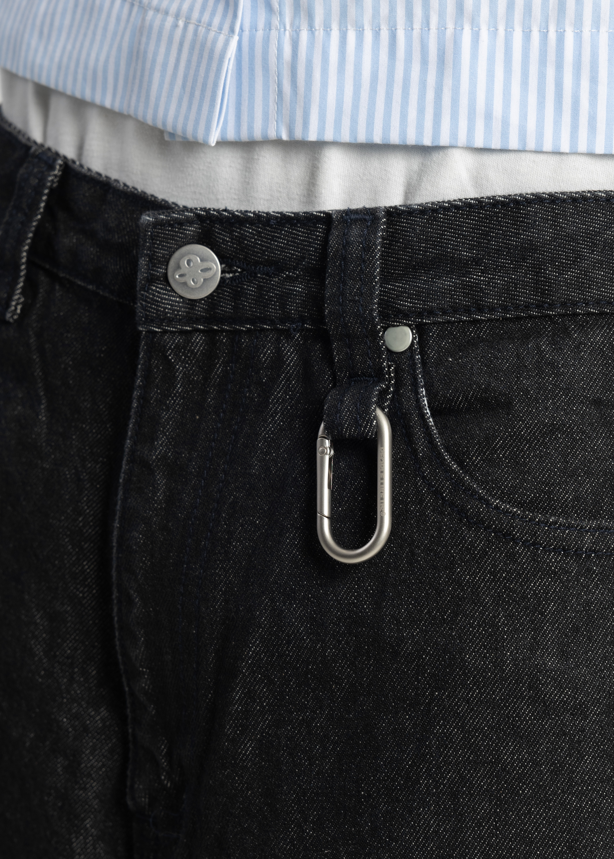S104: Raw Denim Carabiner Shorts (Black)