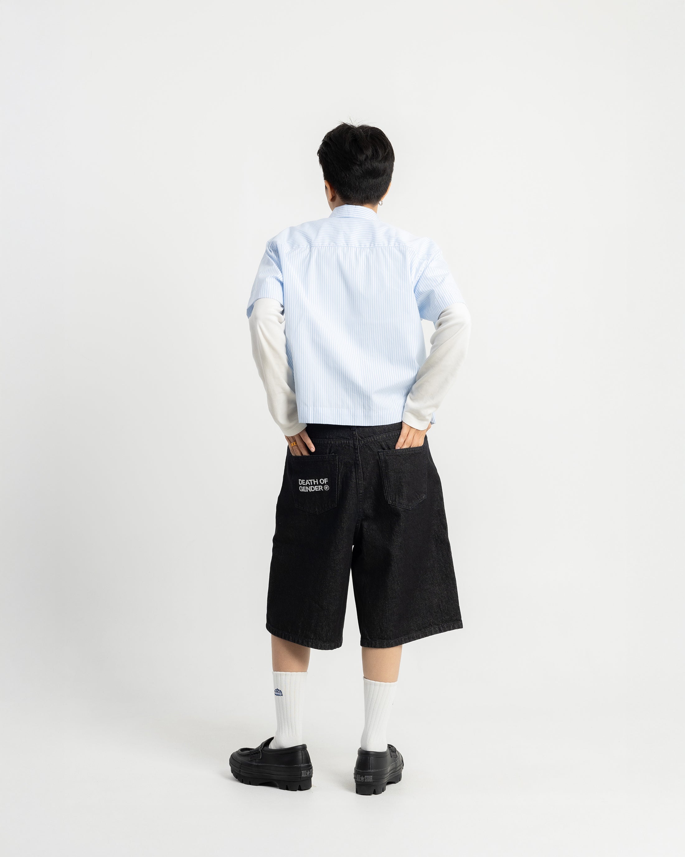 S104: Raw Denim Carabiner Shorts (Black)