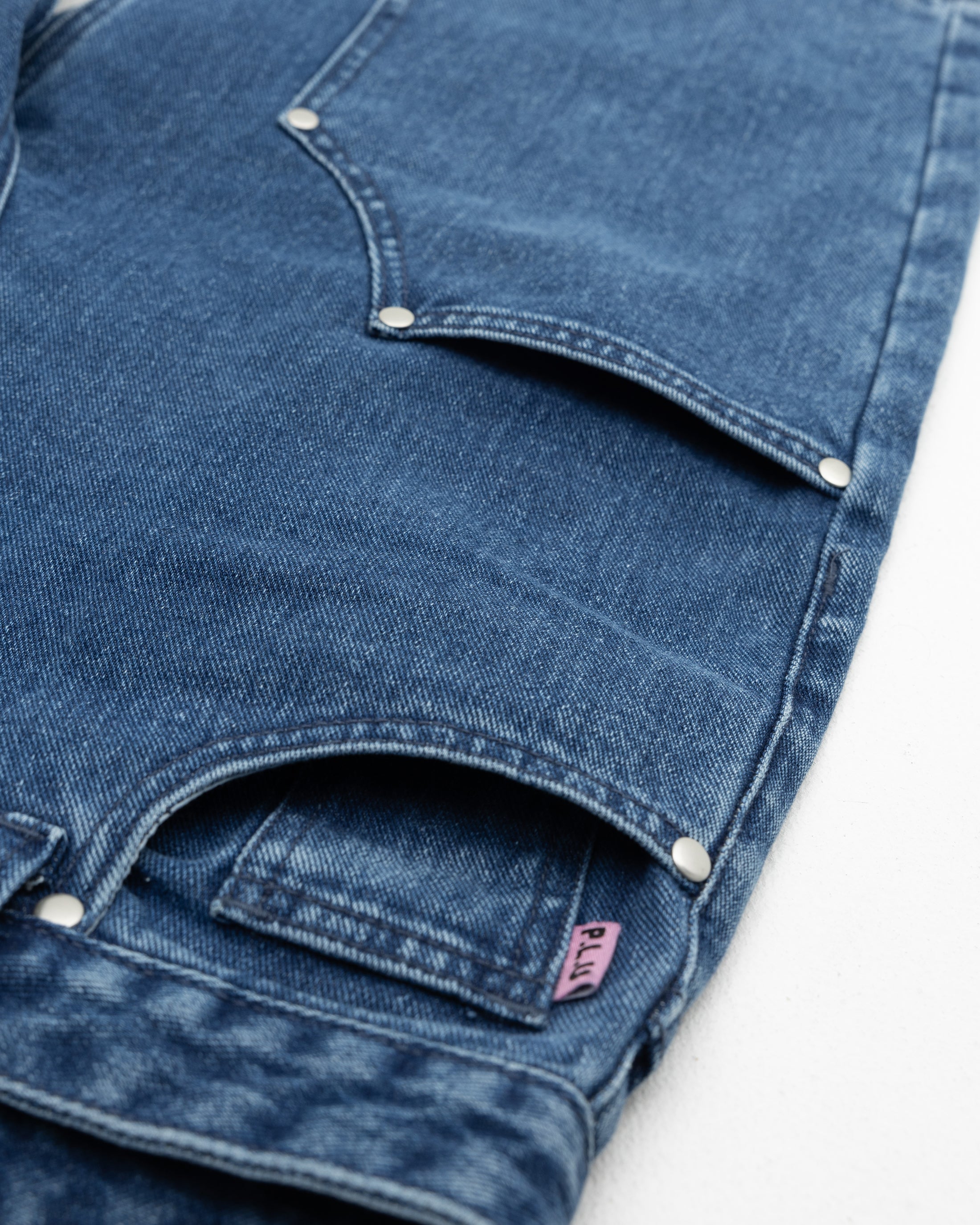 S105: Washed Denim Carabiner Shorts (Deep Blue)